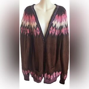 Hand Knit 100% Baby Alpaca wool Cardigan M – Made in Bolivia